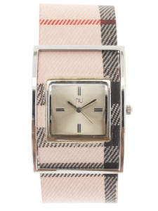 Pink & silver checkered watch - Times Square